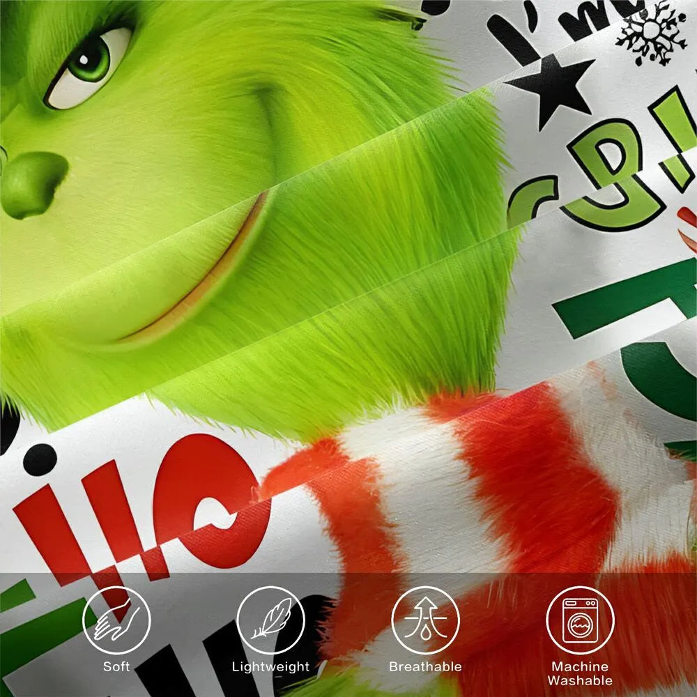 Grinch Merry Grinchmas Phrases Christmas Gift Duvet Cover Set Kids Bedding Set
