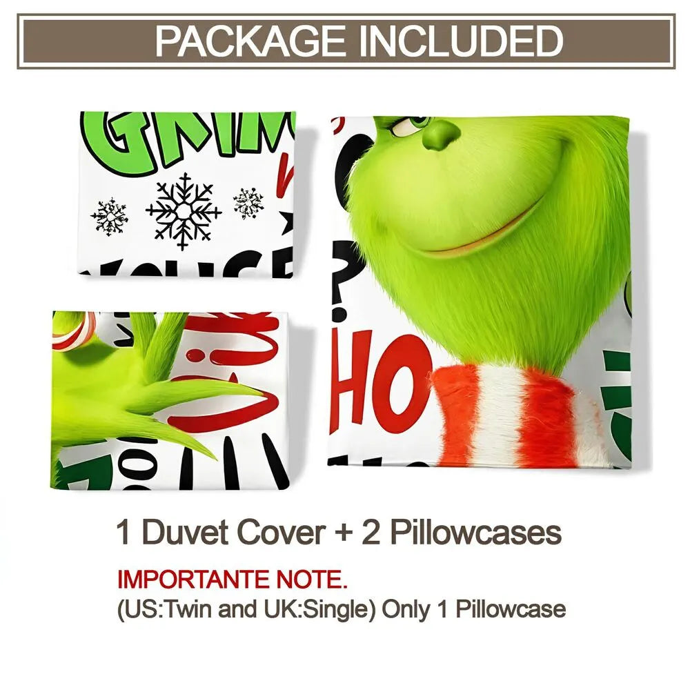 Grinch Merry Grinchmas Phrases Christmas Gift Duvet Cover Set Kids Bedding Set