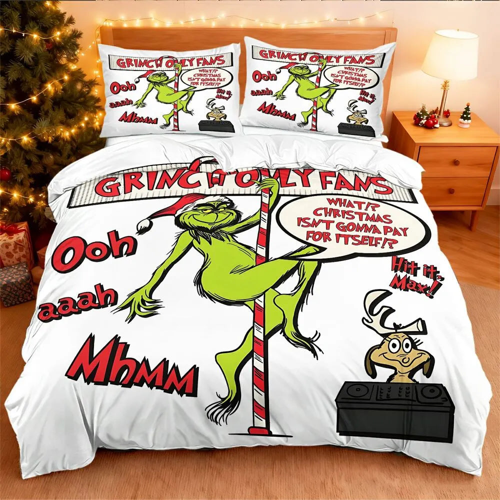Grinch Only Fans Christmas Gift Duvet Cover Set Kids Bedding Set