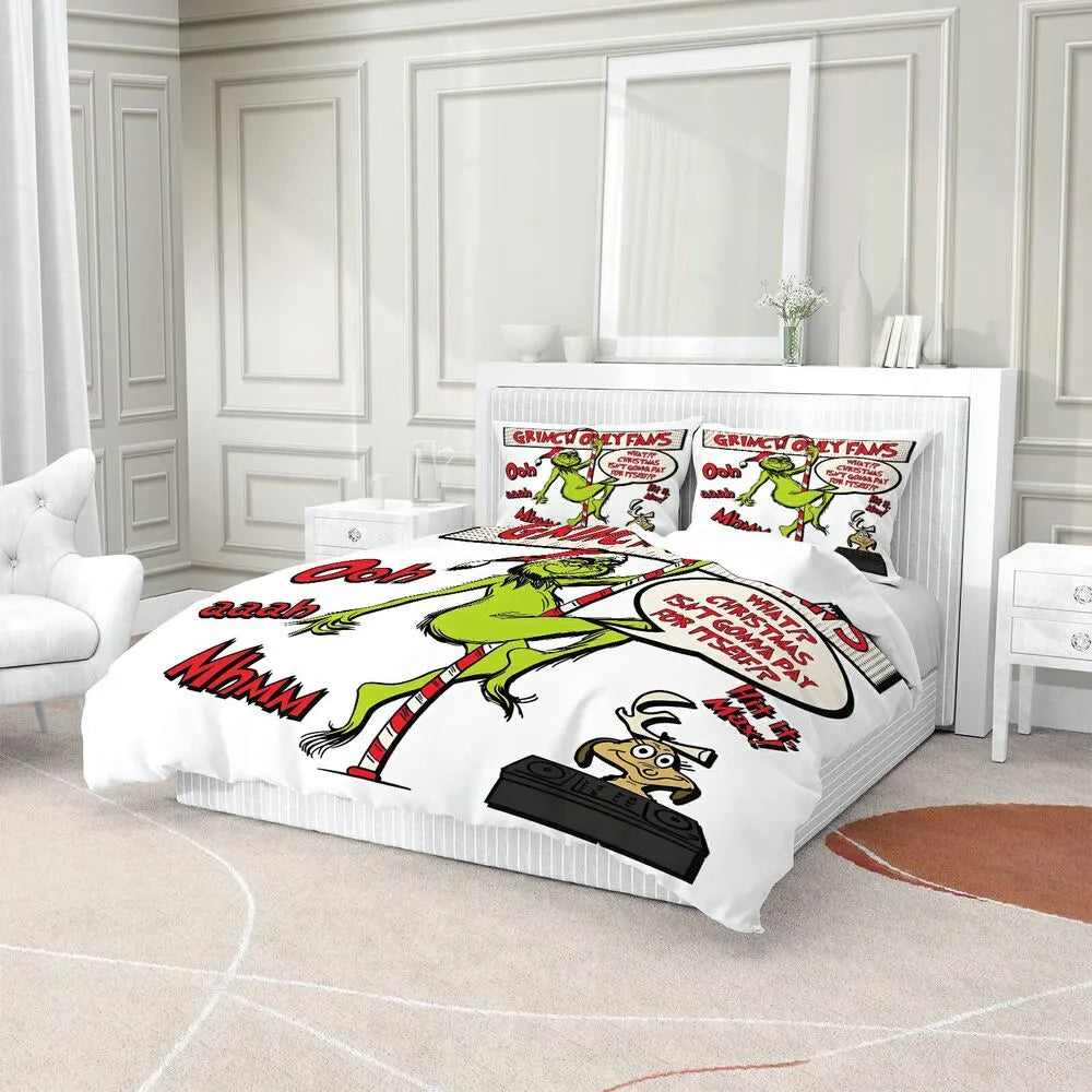 Grinch Only Fans Christmas Gift Duvet Cover Set Kids Bedding Set