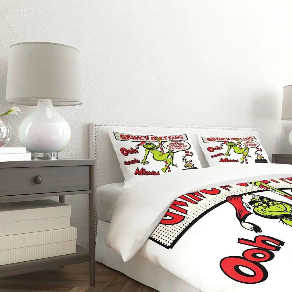Grinch Only Fans Christmas Gift Duvet Cover Set Kids Bedding Set