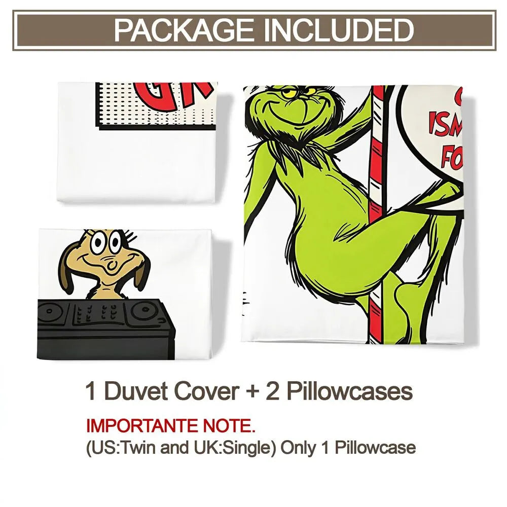 Grinch Only Fans Christmas Gift Duvet Cover Set Kids Bedding Set