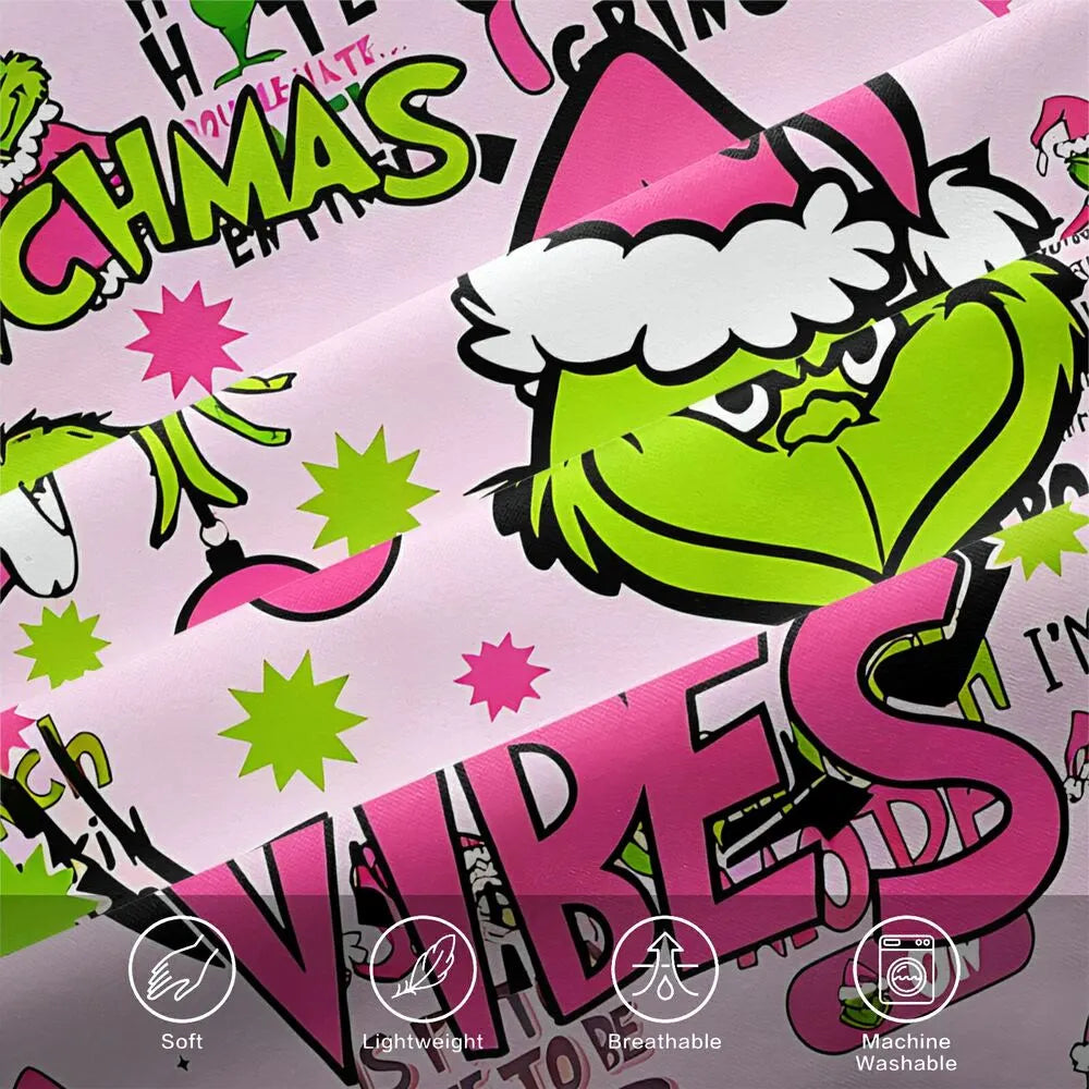 Grinch Pink Vibes Christmas Gift Duvet Cover Set Kids Bedding Set
