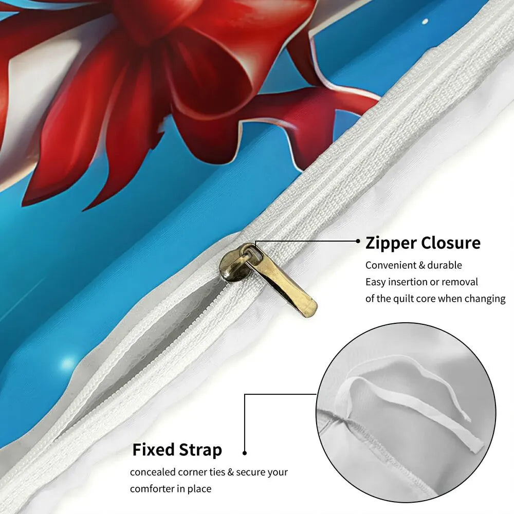 Grinch Santa Candy Cane Christmas Gift Duvet Cover Set Kids Bedding Set