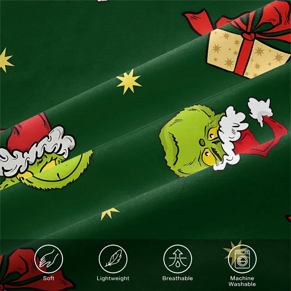 Grinch Santa Hat Christmas Gift Duvet Cover Set Kids Bedding Set