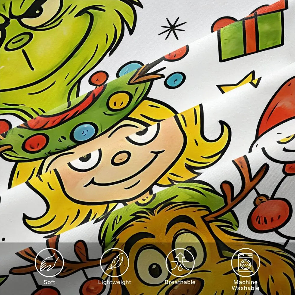 Grinch Stacked Characters Christmas Gift Duvet Cover Set Kids Bedding Set