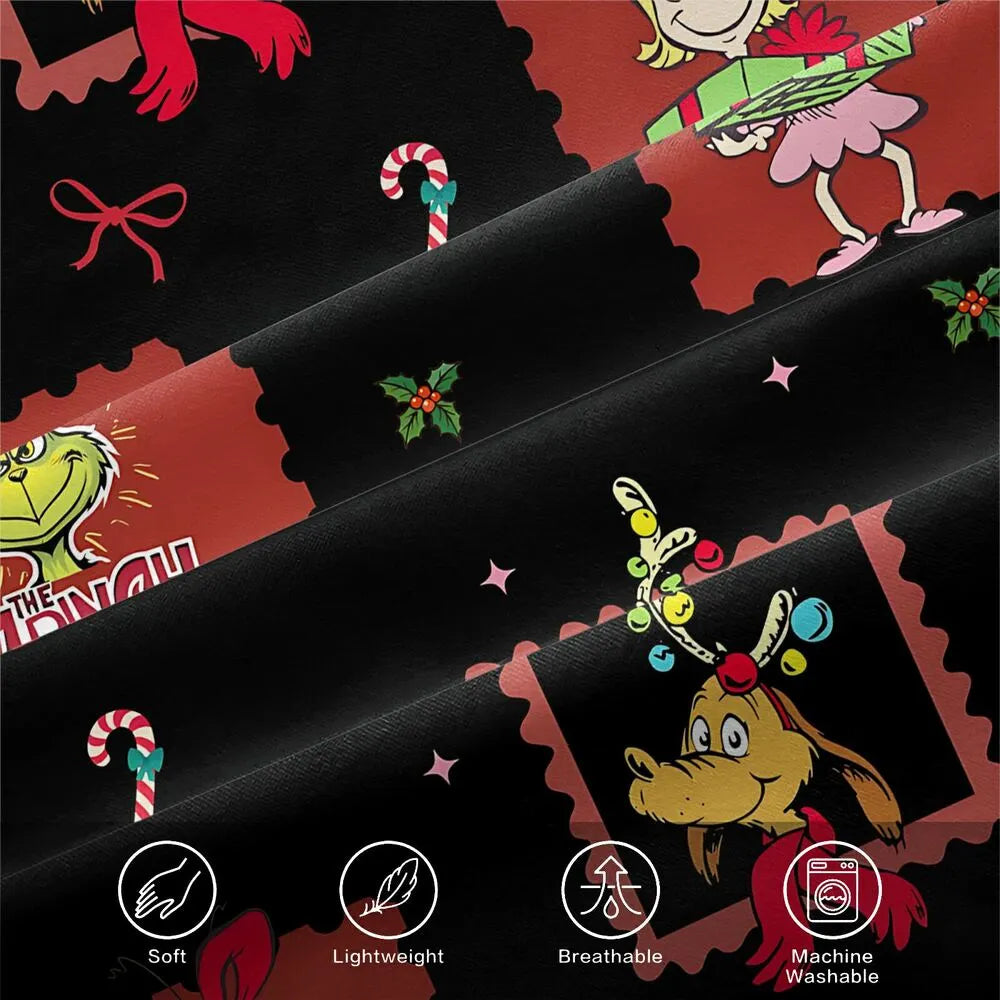 Grinch Stamp Christmas Gift Duvet Cover Set Kids Bedding Set