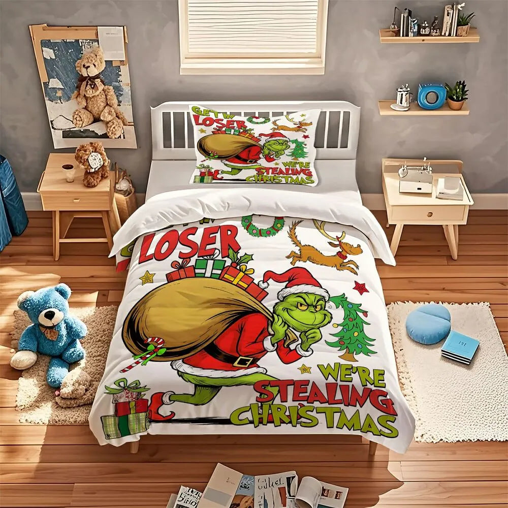 Grinch Stealing Christmas Christmas Gift Duvet Cover Set Kids Bedding Set