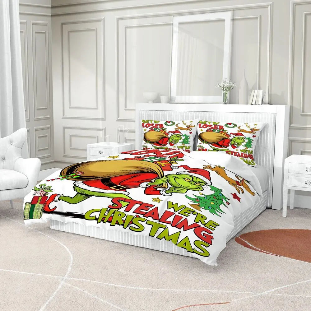 Grinch Stealing Christmas Christmas Gift Duvet Cover Set Kids Bedding Set
