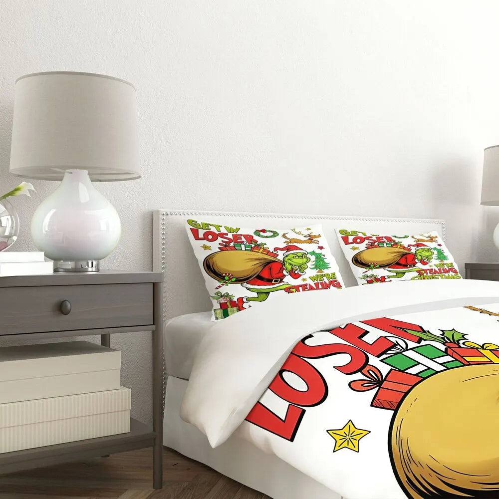 Grinch Stealing Christmas Christmas Gift Duvet Cover Set Kids Bedding Set
