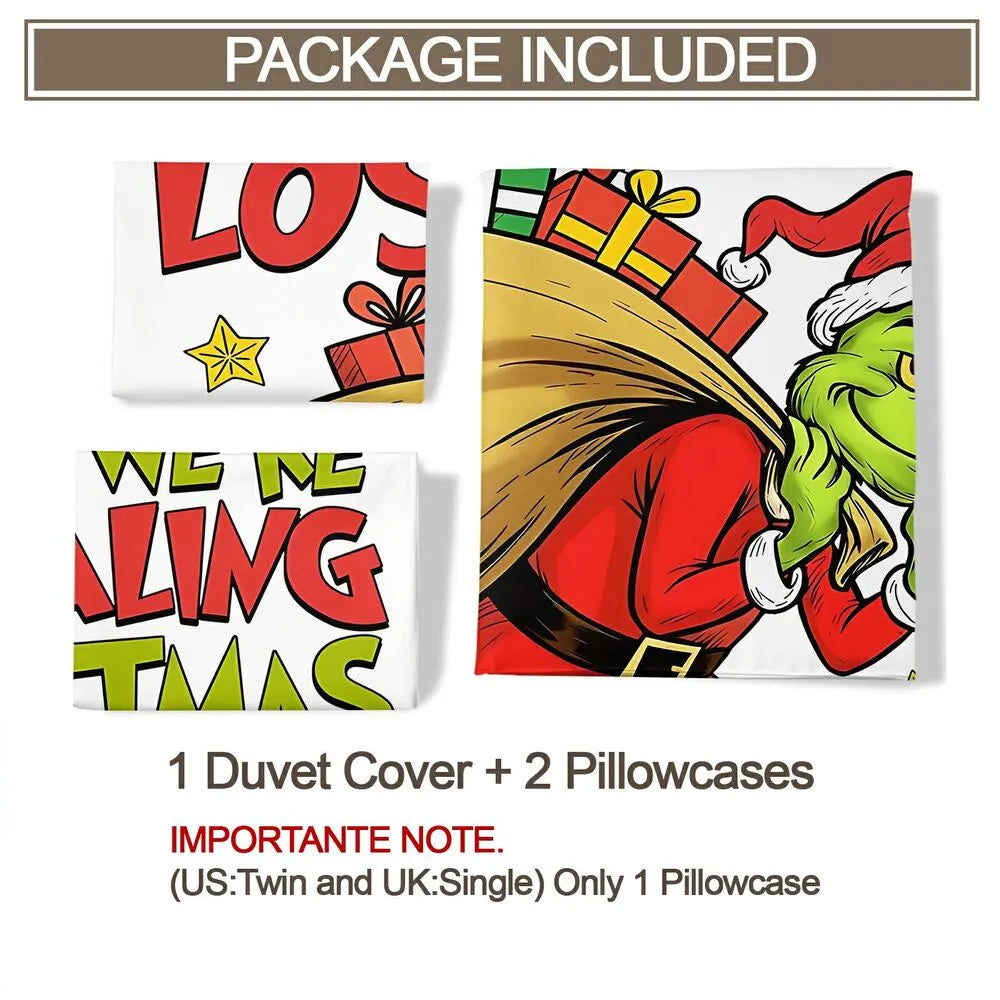 Grinch Stealing Christmas Christmas Gift Duvet Cover Set Kids Bedding Set