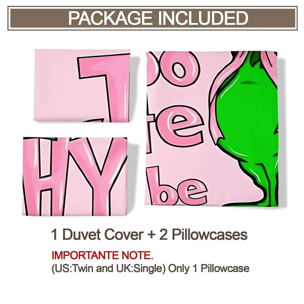 Grinch Too Cute To Be Grinchy Christmas Gift Duvet Cover Set Kids Bedding Set