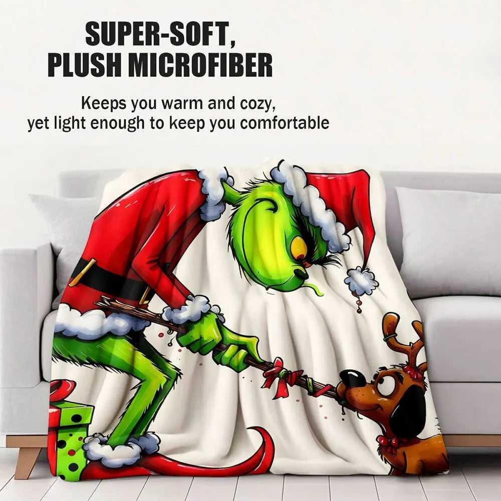 Grinch and Max Christmas Pattern Multipurpose Throw Blanket