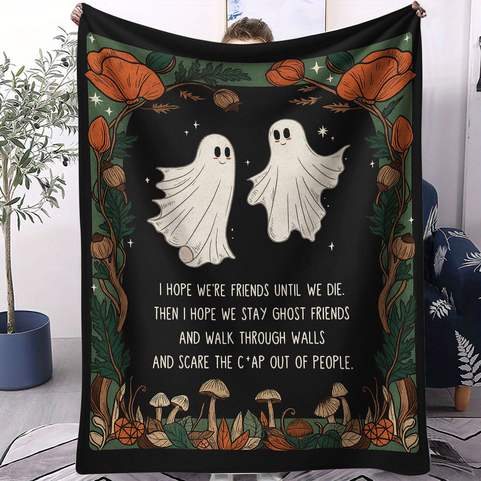 Halloween Ghost Flannel Blanket