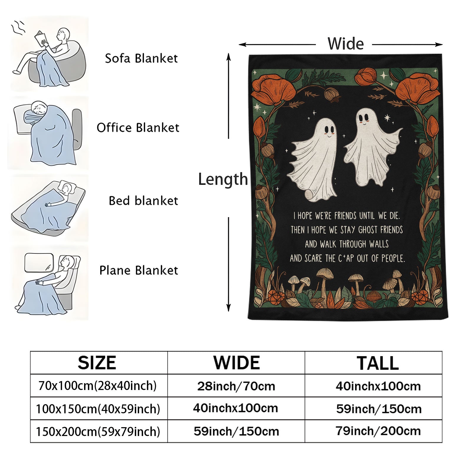 Halloween Ghost Flannel Blanket