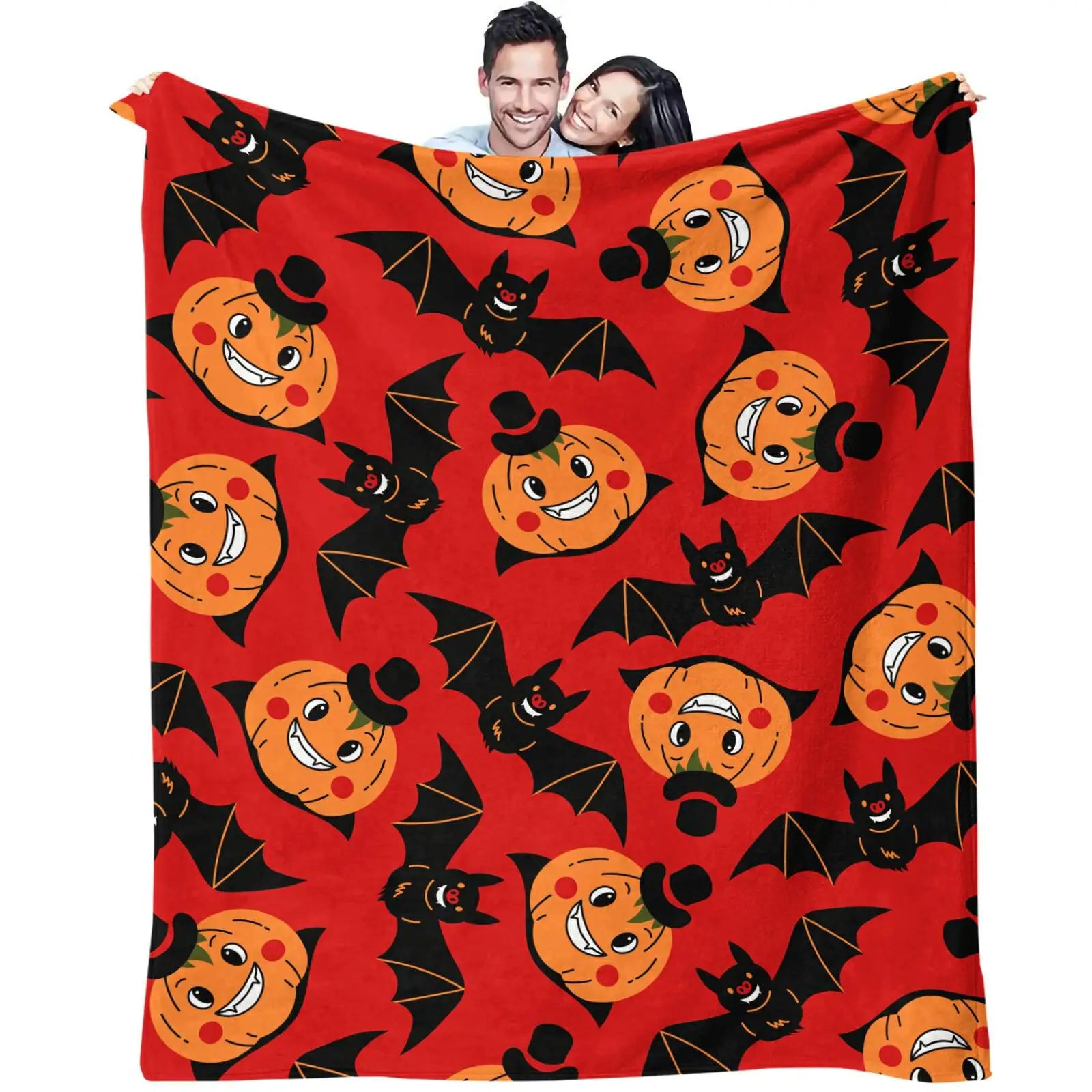 Halloween Pumpkin Bat Flannel Blankets