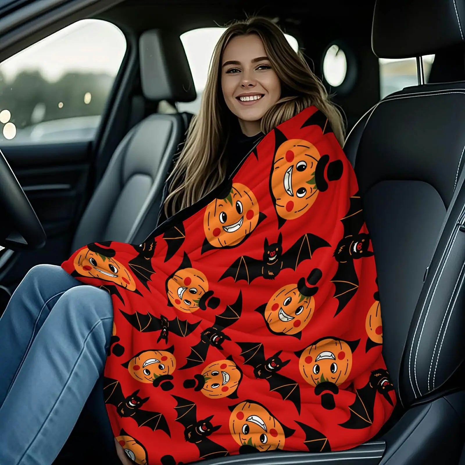 Halloween Pumpkin Bat Flannel Blankets