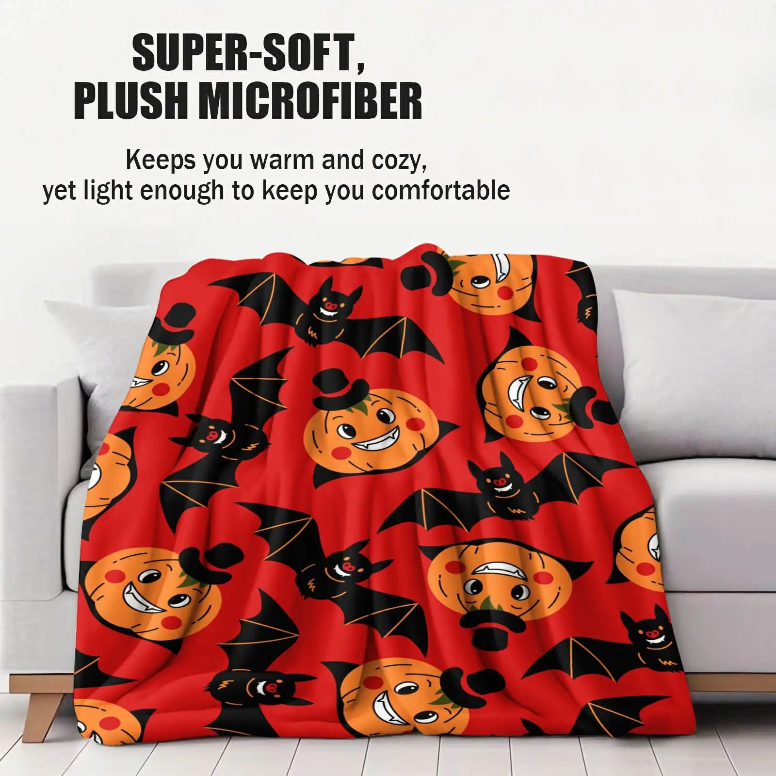 Halloween Pumpkin Bat Flannel Blankets