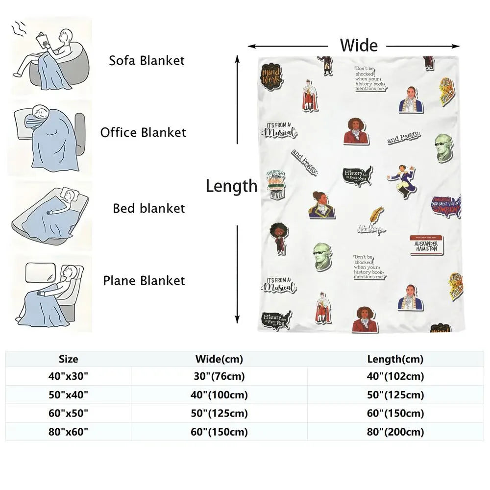 Hamilton Musical Themed Multipurpose Throw Blanket