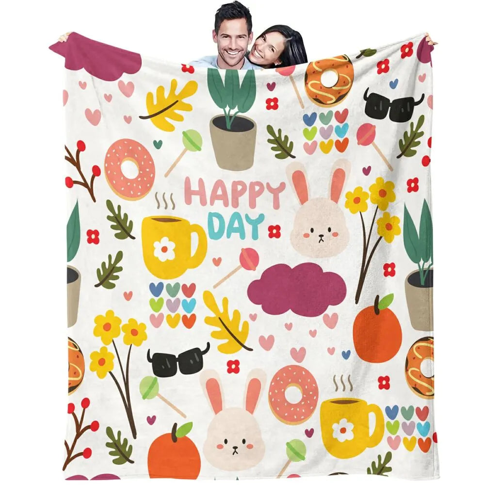 Happy Day Cute Pattern Multipurpose Throw Blanket