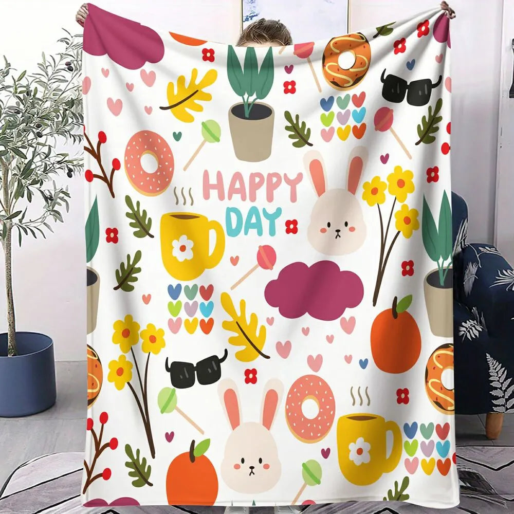 Happy Day Cute Pattern Multipurpose Throw Blanket