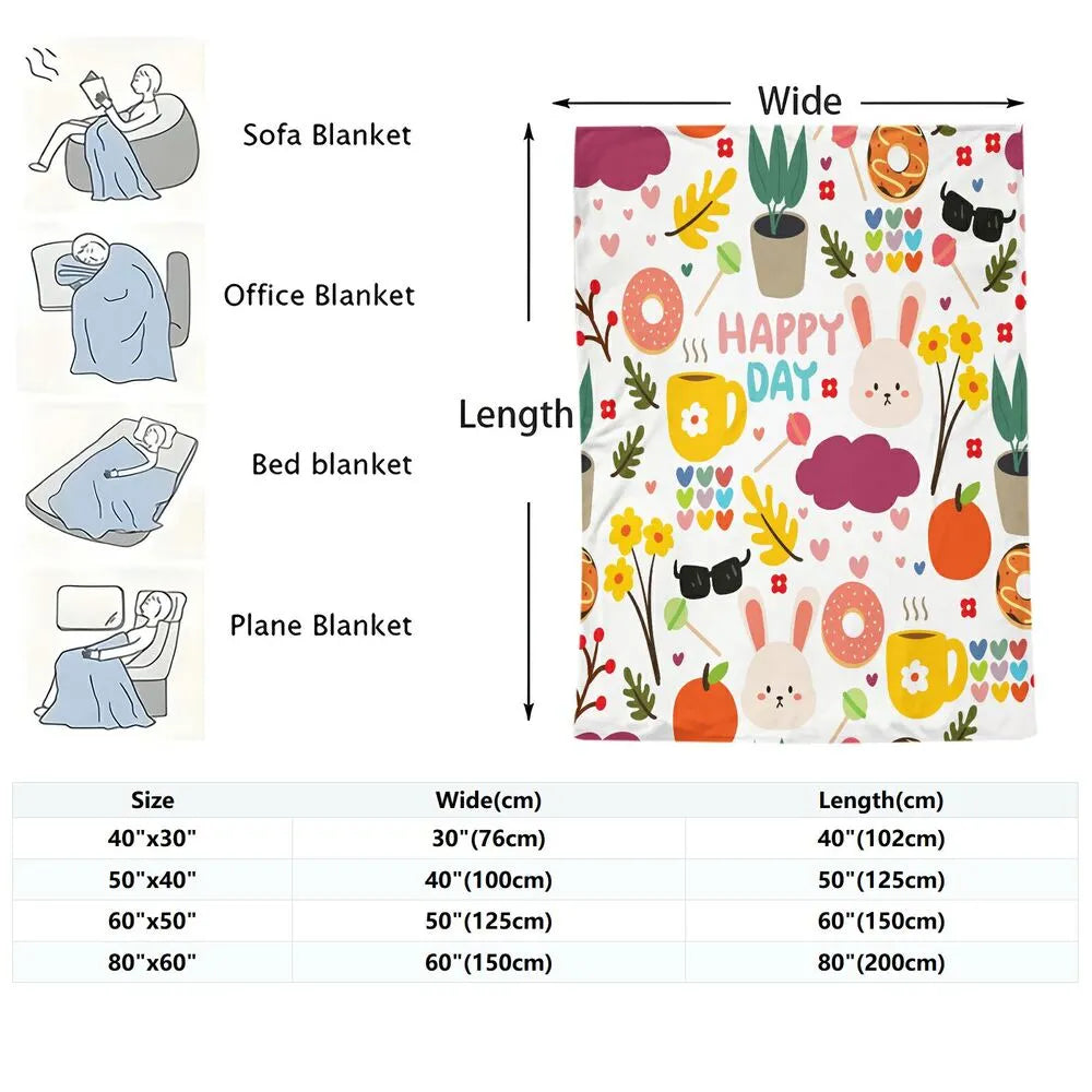 Happy Day Cute Pattern Multipurpose Throw Blanket