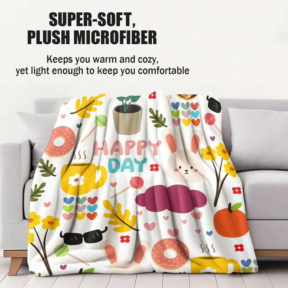Happy Day Cute Pattern Multipurpose Throw Blanket