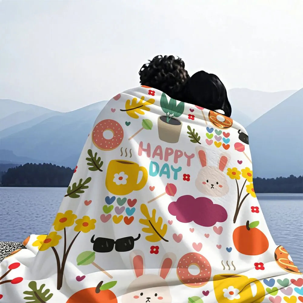 Happy Day Cute Pattern Multipurpose Throw Blanket