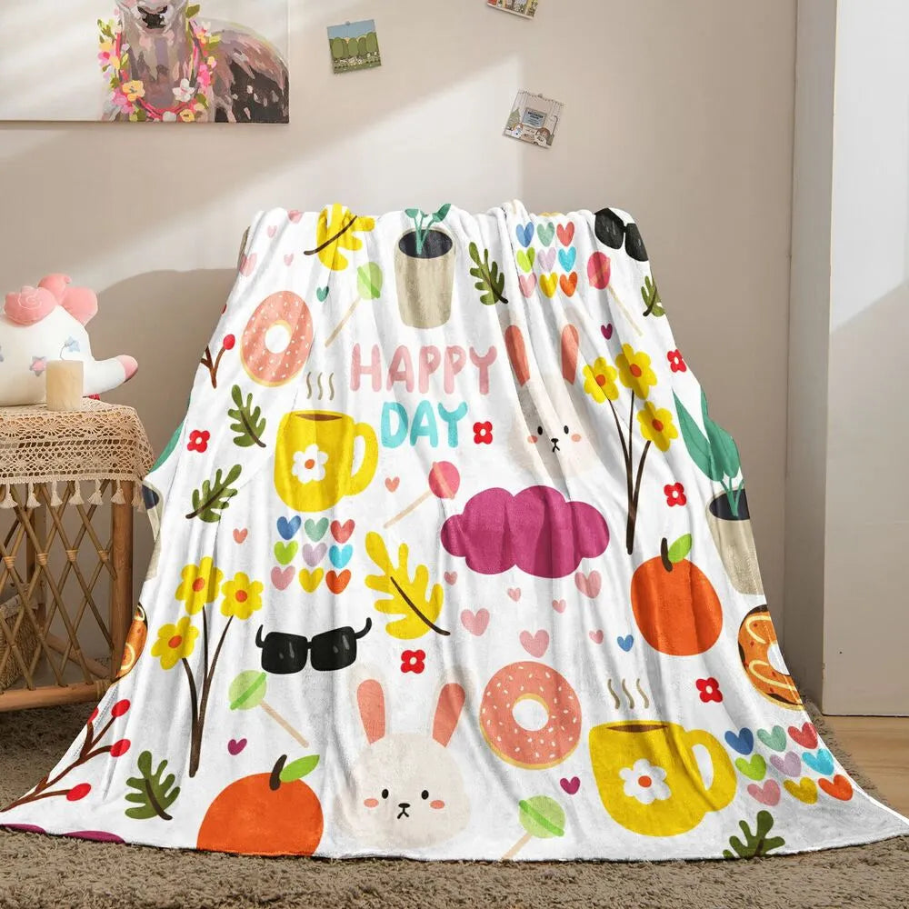 Happy Day Cute Pattern Multipurpose Throw Blanket
