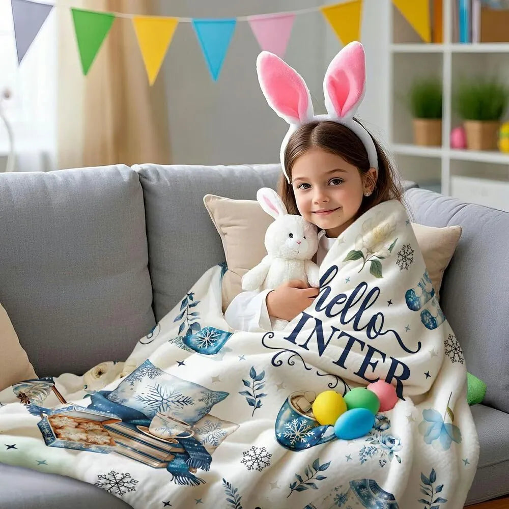 Hello Winter Themed Multipurpose Throw Blanket