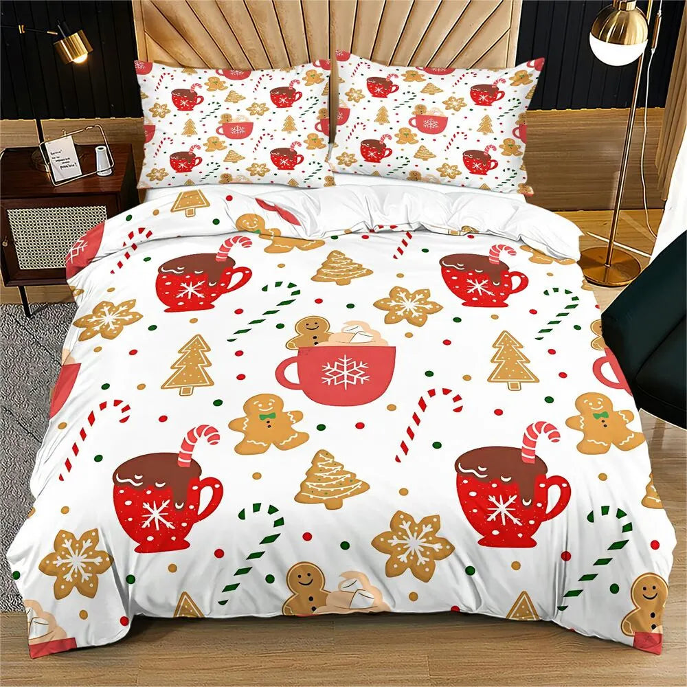 Hot Cocoa Gingerbread Christmas Gift Duvet Cover Set Kids Bedding Set