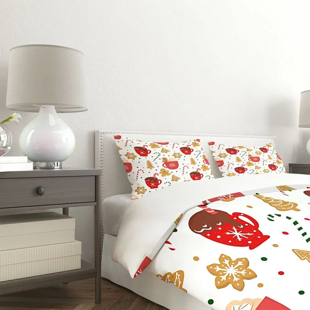 Hot Cocoa Gingerbread Christmas Gift Duvet Cover Set Kids Bedding Set
