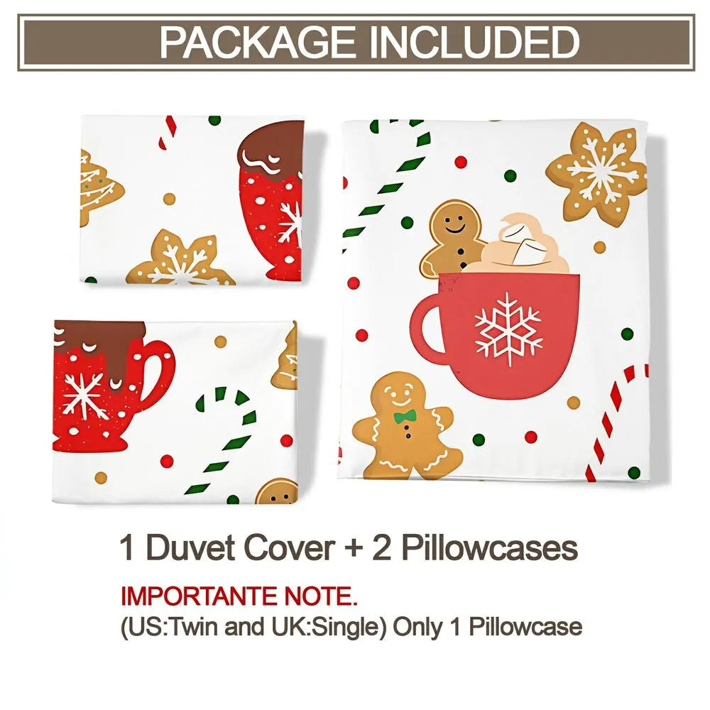 Hot Cocoa Gingerbread Christmas Gift Duvet Cover Set Kids Bedding Set
