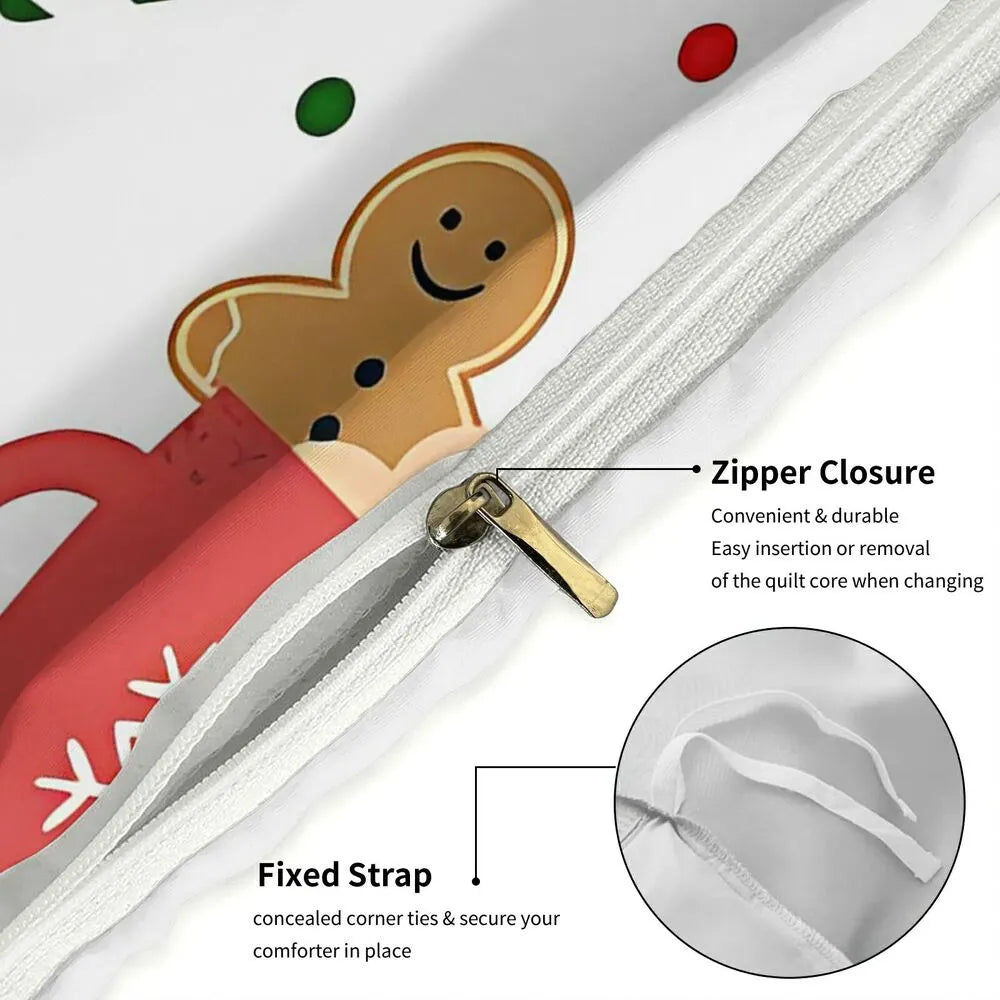 Hot Cocoa Gingerbread Christmas Gift Duvet Cover Set Kids Bedding Set