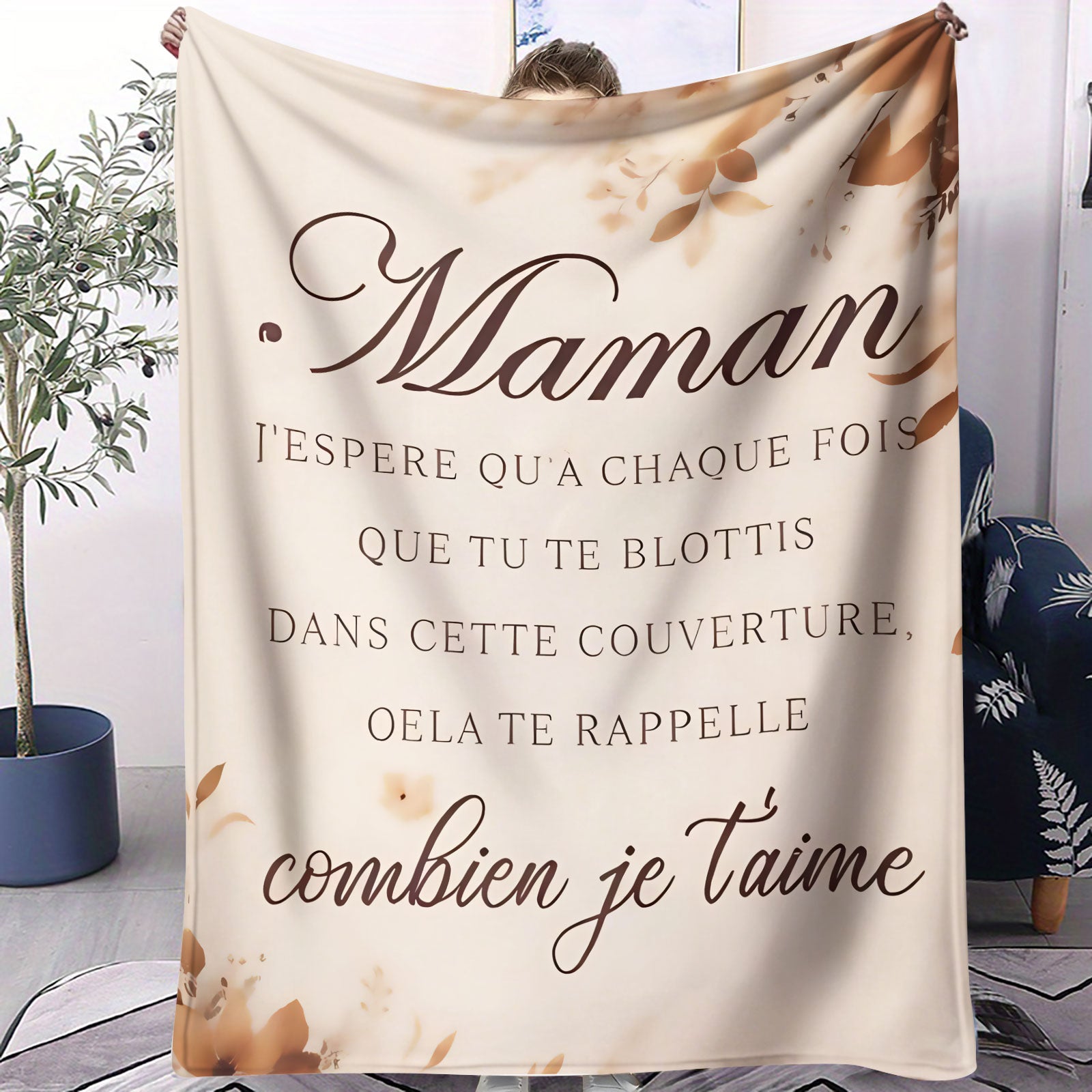 Inspired “Maman” Throw Blanket A Loving Gift for Mom