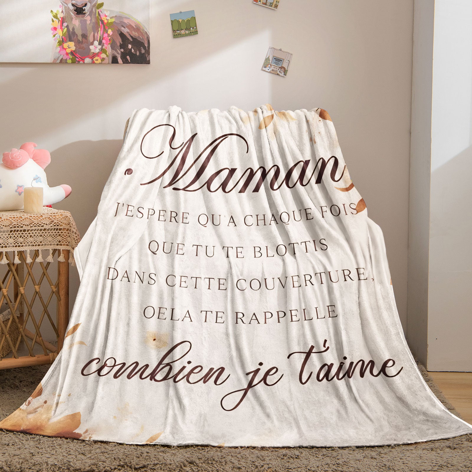 Inspired “Maman” Throw Blanket A Loving Gift for Mom