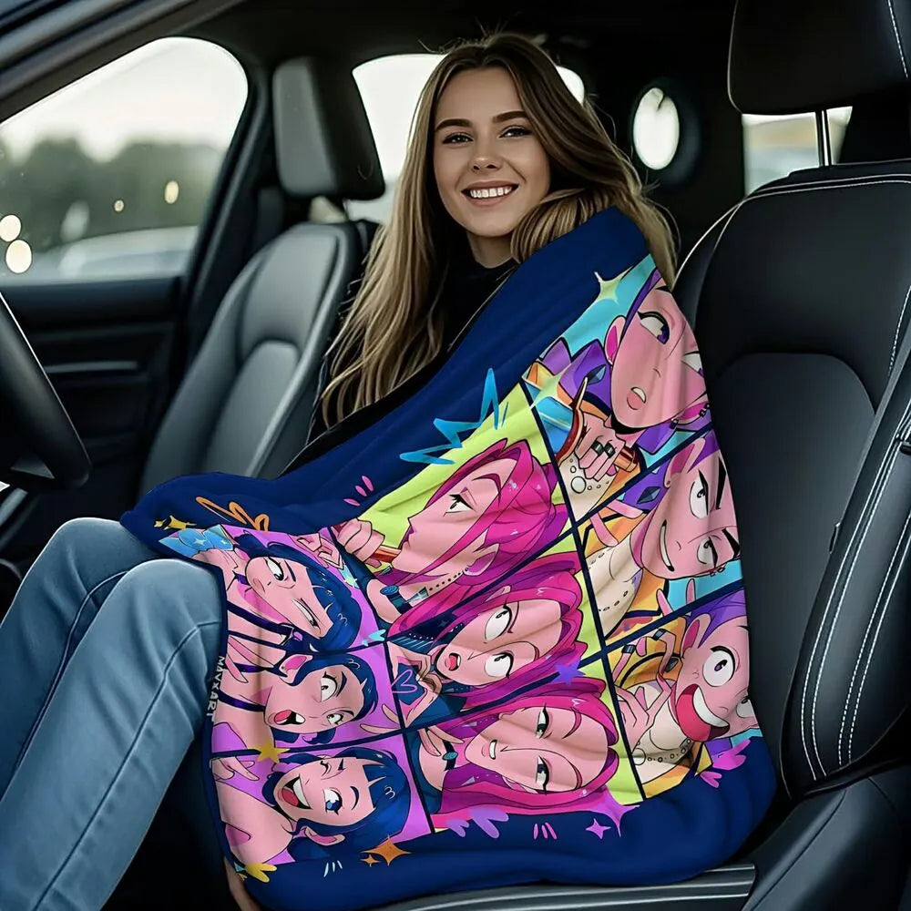 K-POP Demon Hunters Anime Characters Collage Multipurpose Throw Blanket