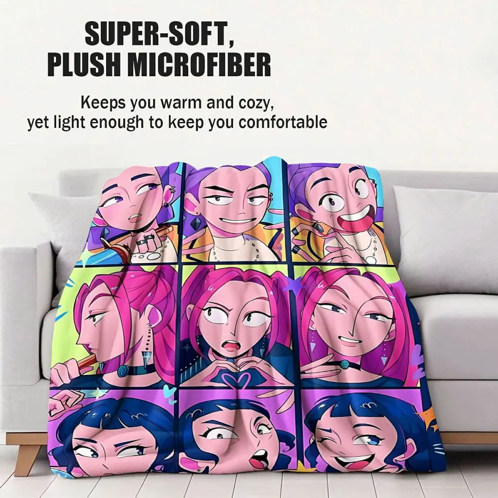 K-POP Demon Hunters Anime Characters Collage Multipurpose Throw Blanket