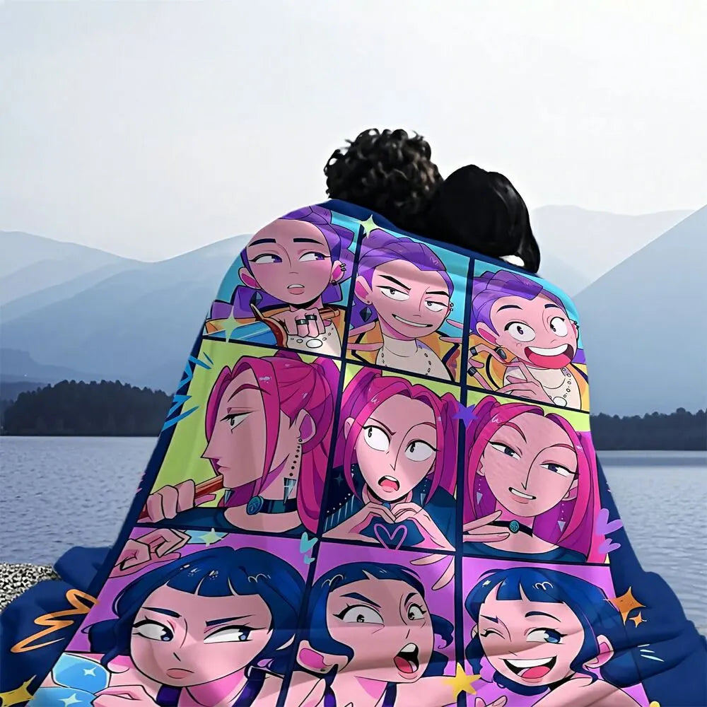 K-POP Demon Hunters Anime Characters Collage Multipurpose Throw Blanket