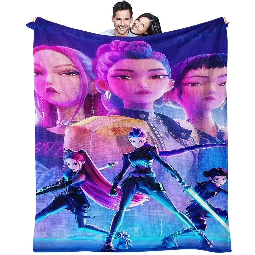 K-POP Demon Hunters Anime Characters Multipurpose Throw Blanket