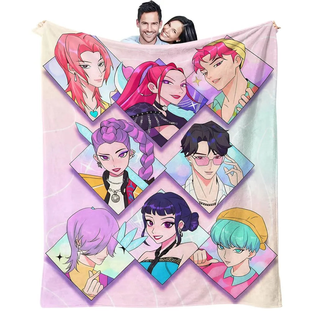 K-POP Demon Hunters Anime Characters Multipurpose Throw Blanket