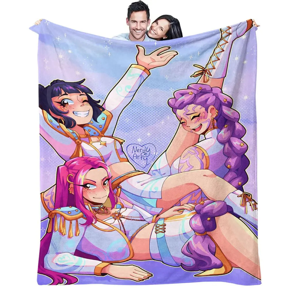 K-POP Demon Hunters Anime Characters Multipurpose Throw Blanket