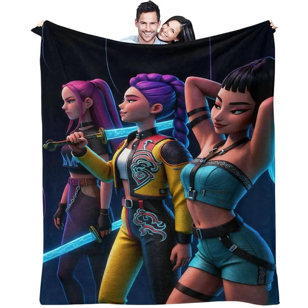 K-POP Demon Hunters Anime Characters Multipurpose Throw Blanket