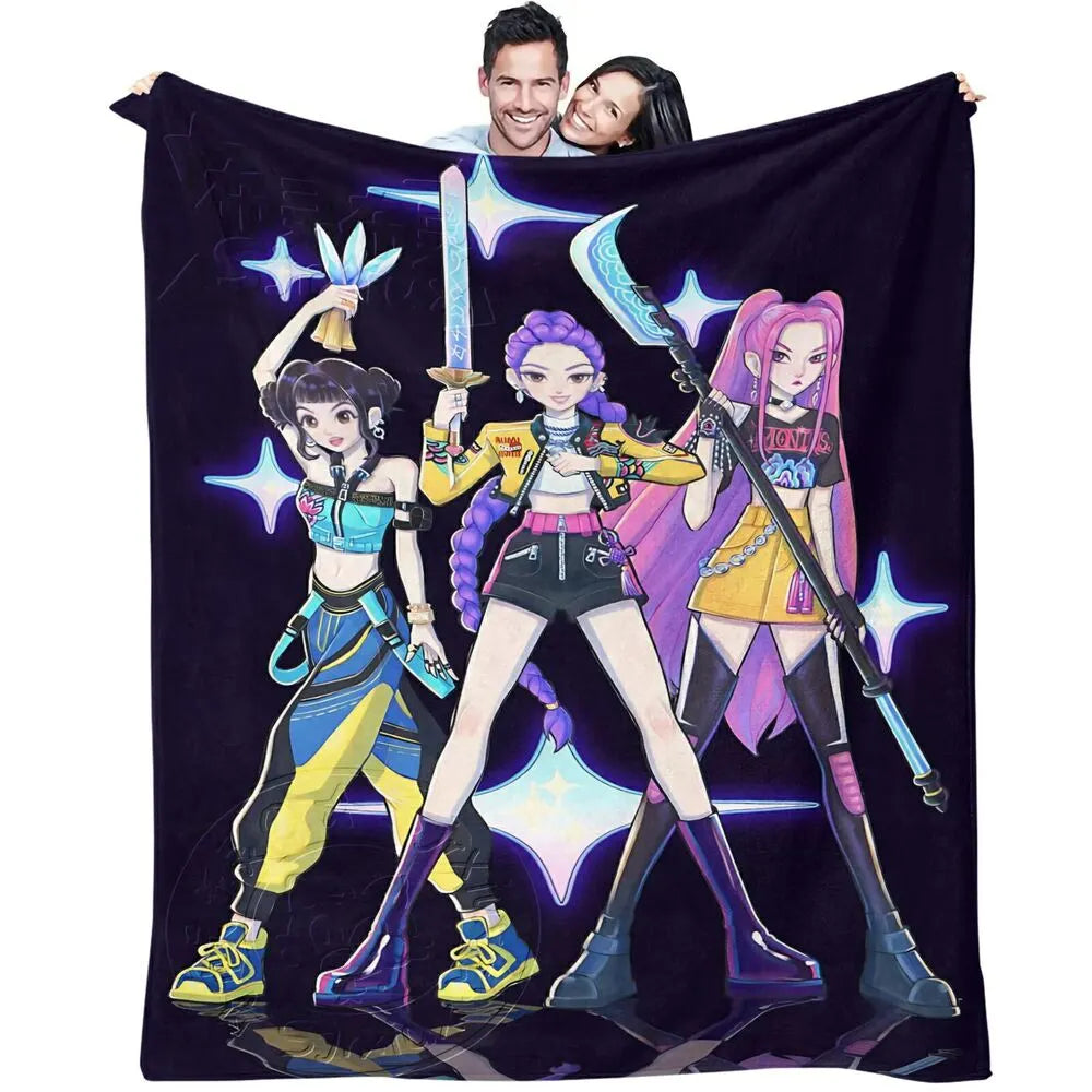 K-POP Demon Hunters Anime Characters Multipurpose Throw Blanket