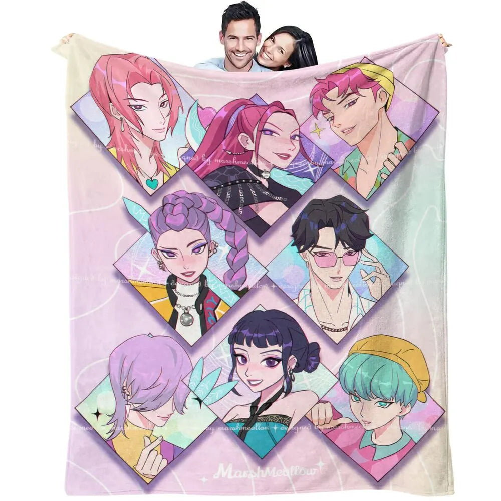 K-POP Demon Hunters Anime Characters Multipurpose Throw Blanket