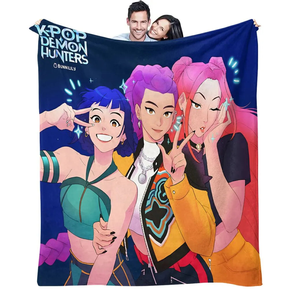 K-POP Demon Hunters Anime Characters Multipurpose Throw Blanket