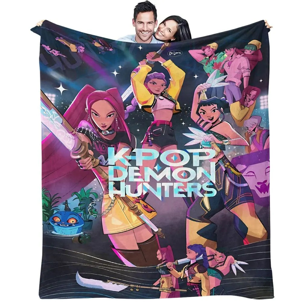 K-POP Demon Hunters Anime Characters Multipurpose Throw Blanket