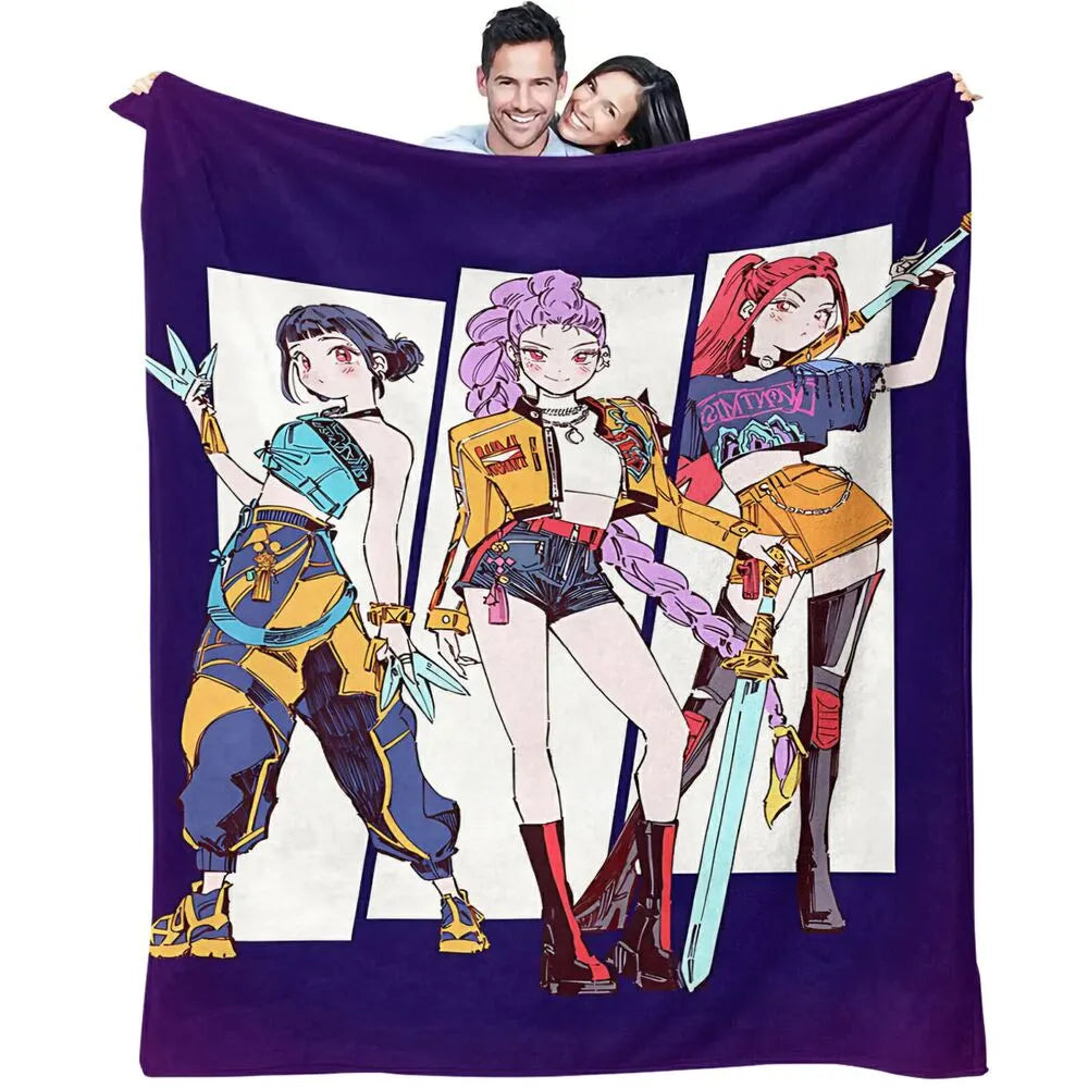 K-POP Demon Hunters Anime Characters Multipurpose Throw Blanket