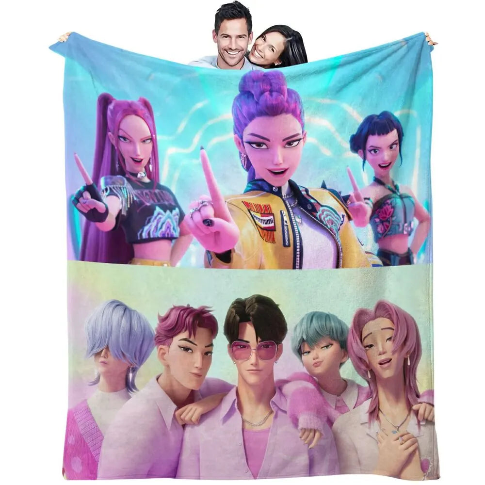 K-POP Demon Hunters Anime Characters Multipurpose Throw Blanket