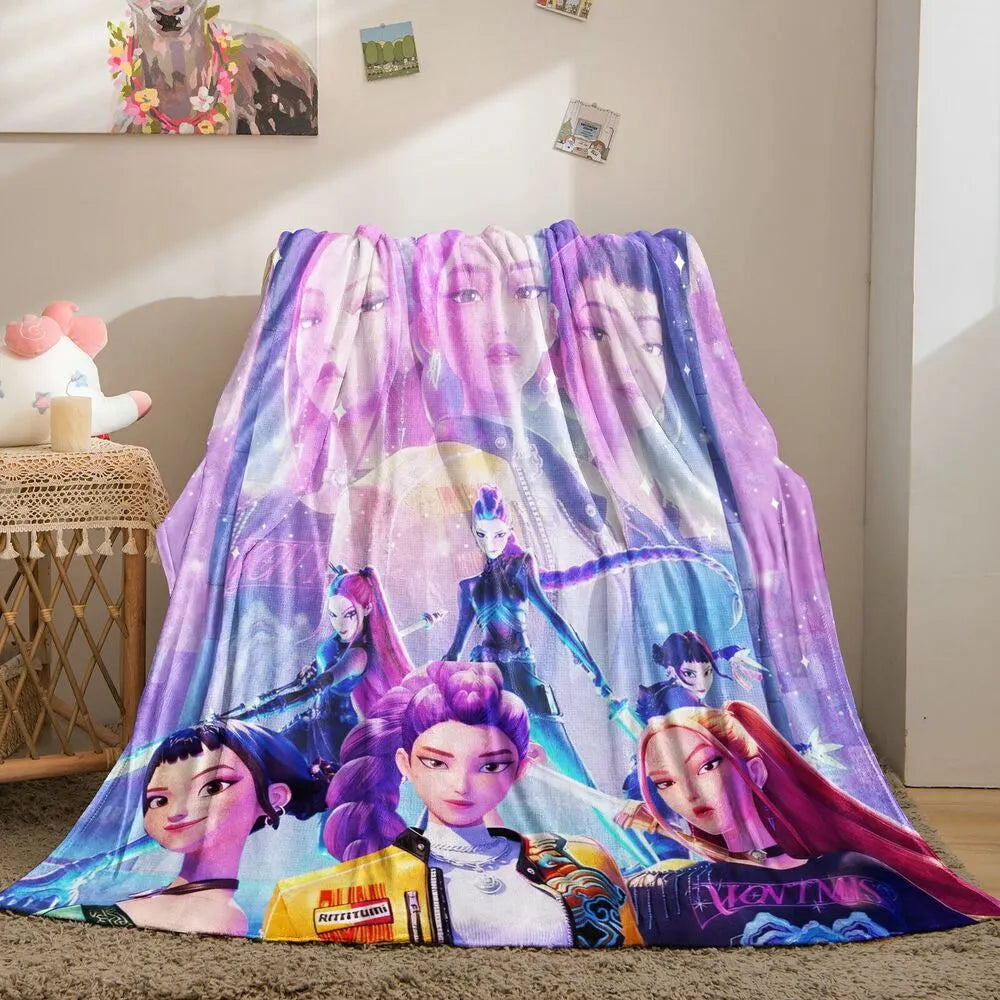 K-POP Demon Hunters Anime Characters Multipurpose Throw Blanket